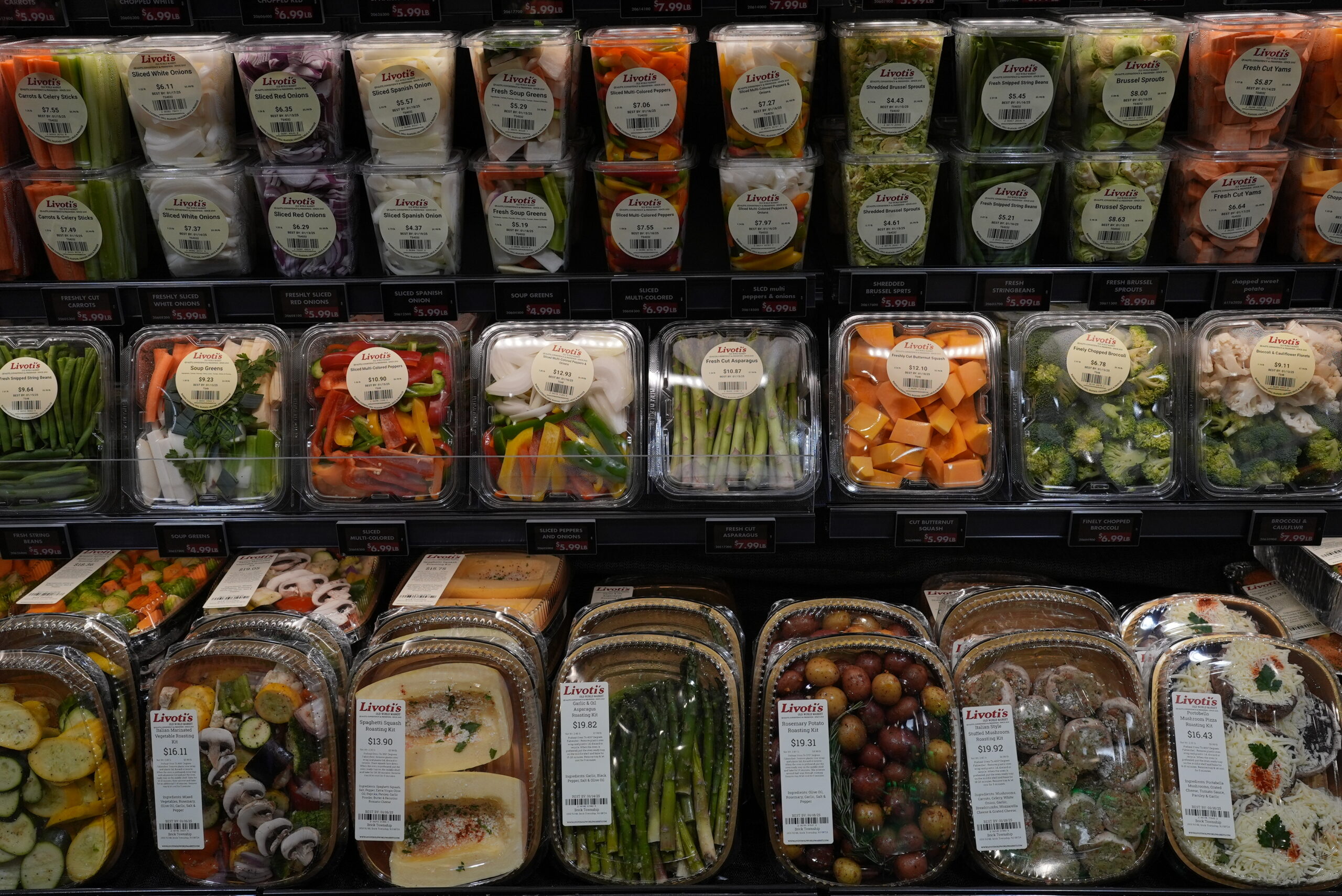 Cut and packaged vegetables at Livoti's Old World Market