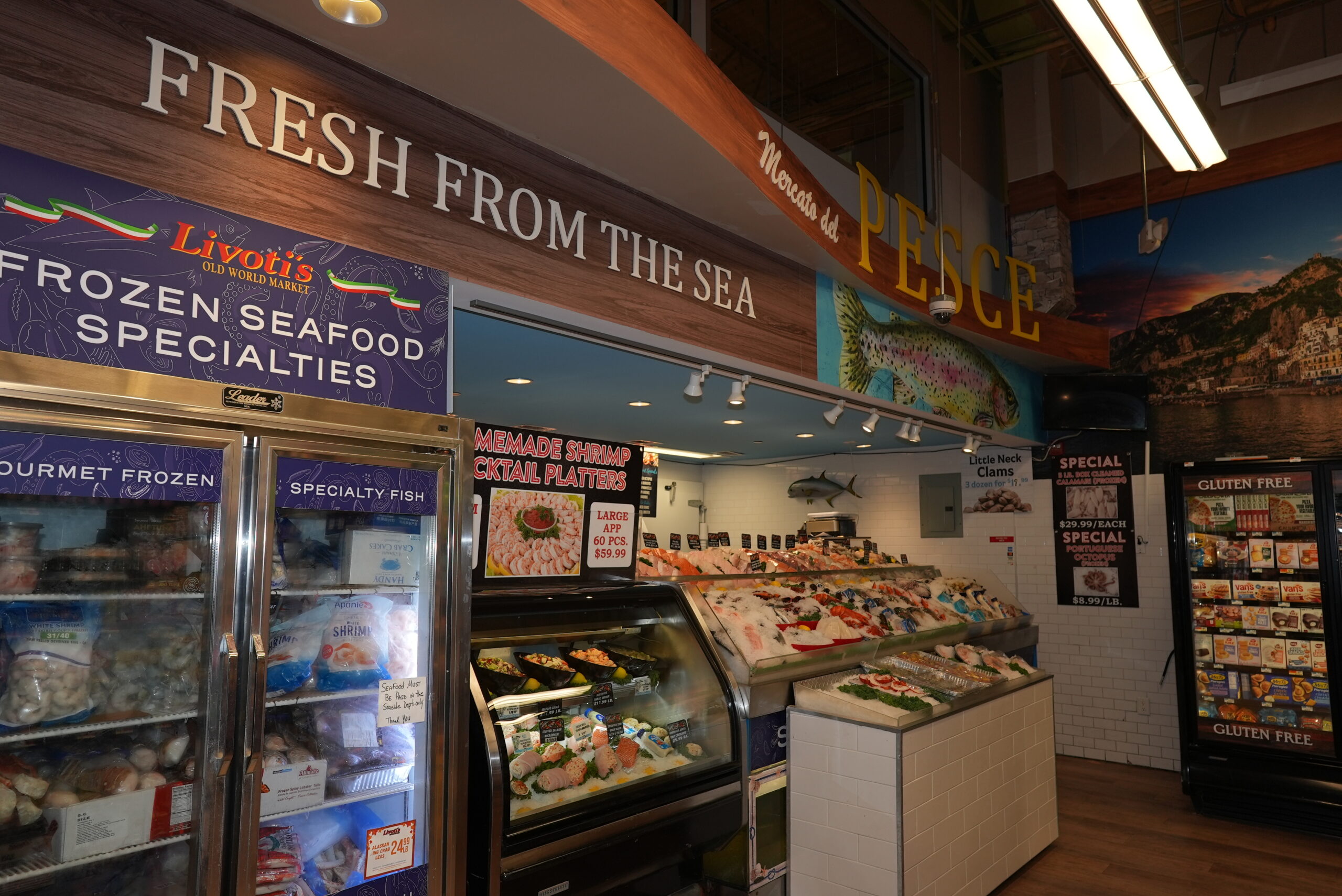 Fresh and frozen seafood specialties at Livoti's Old World Market